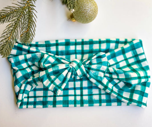 Hunter Plaid Faux Bow